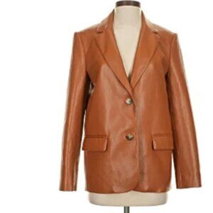 NEW ARITZIA WILFRED Memories Faux Leather Blazer in Cognac